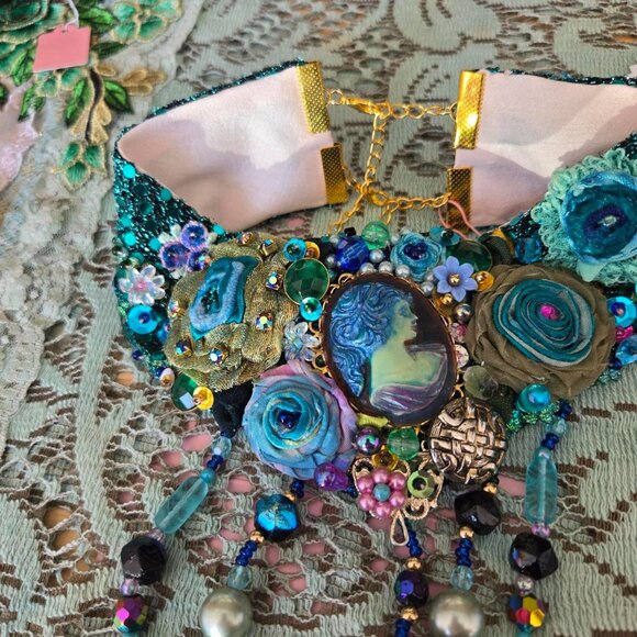 Bohemian Rose Cameo Choker | One-Of-A-Kind Victorian Collar - Picture 6 of 8